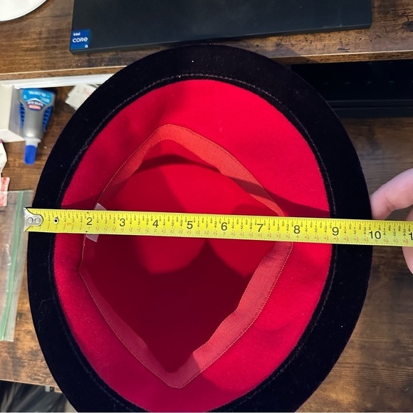 Jenny Buchanan Women’s 100% Wool Red Hat Society Purple Velvet Bow Brimmed Hat - Picture 5 of 7